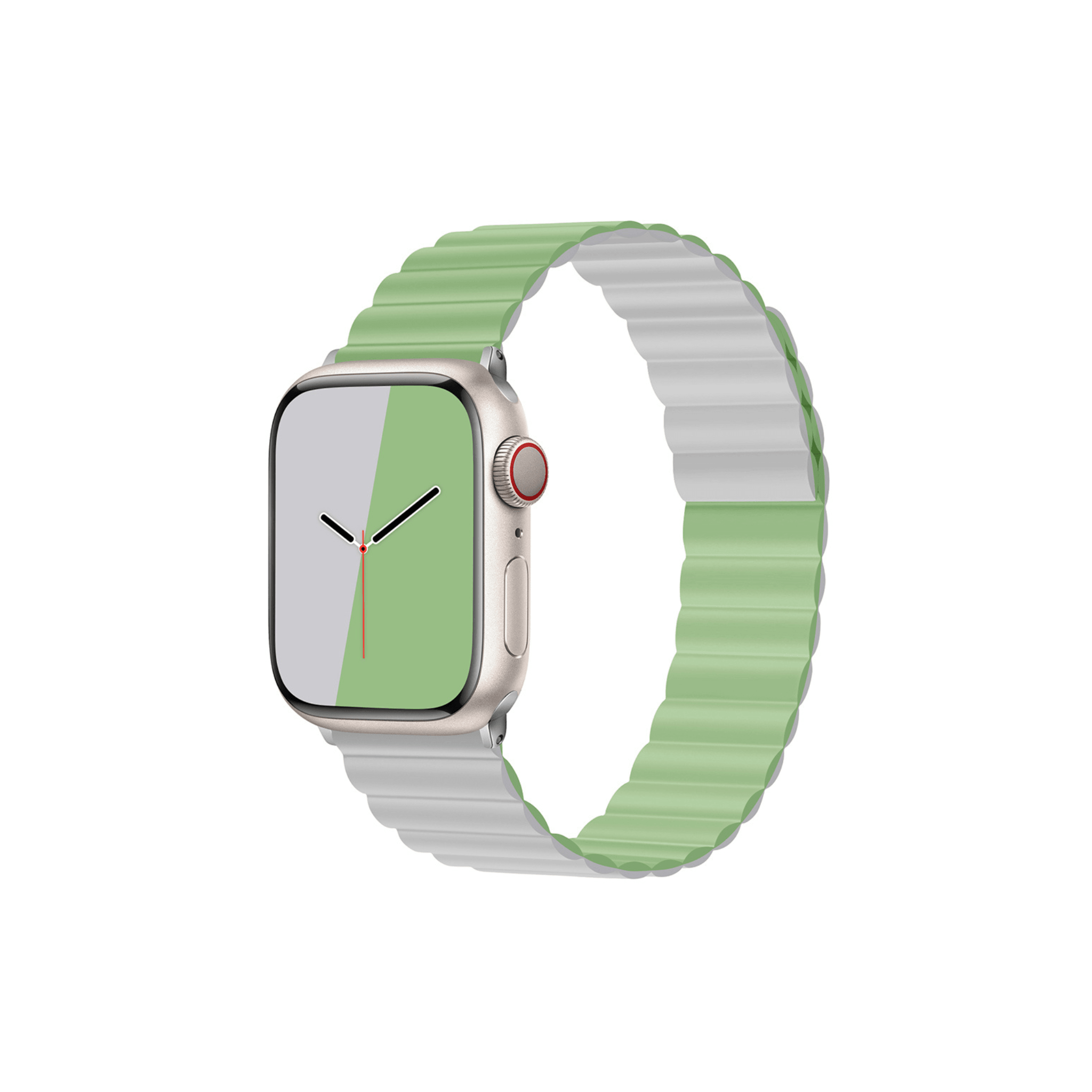 Wendbares Flip Side Sportarmband in Hellgrau-Waldgrün – zwei Styles für deine Apple Watch